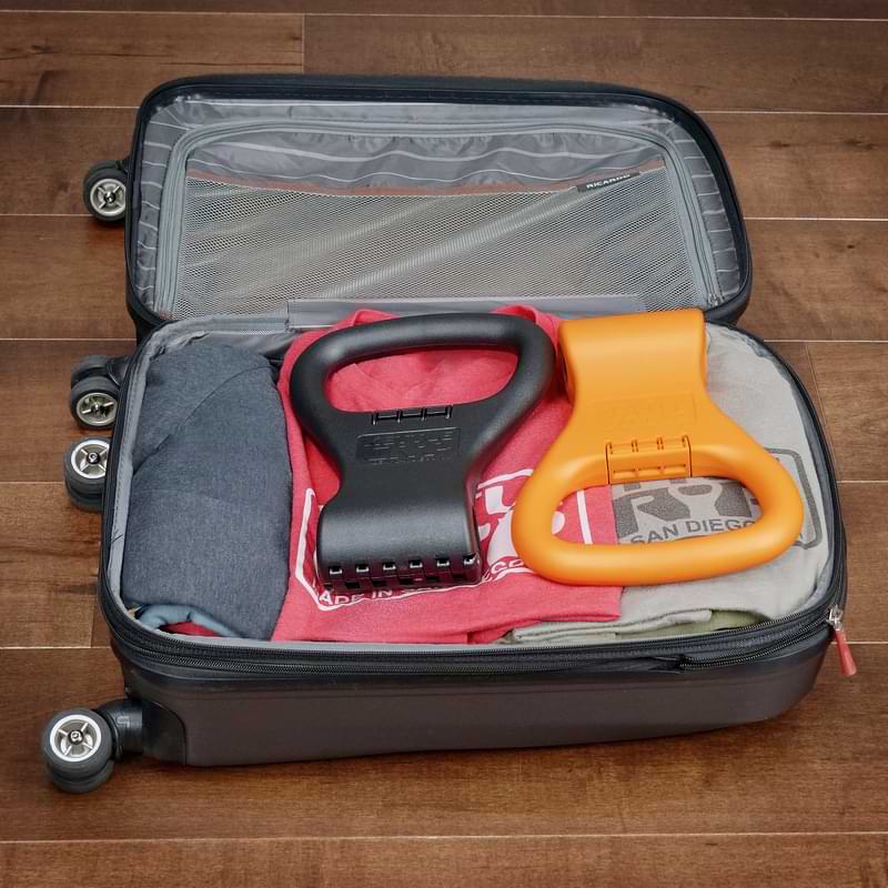 Black and Orange Kettle Gryps in carry-on suitcase