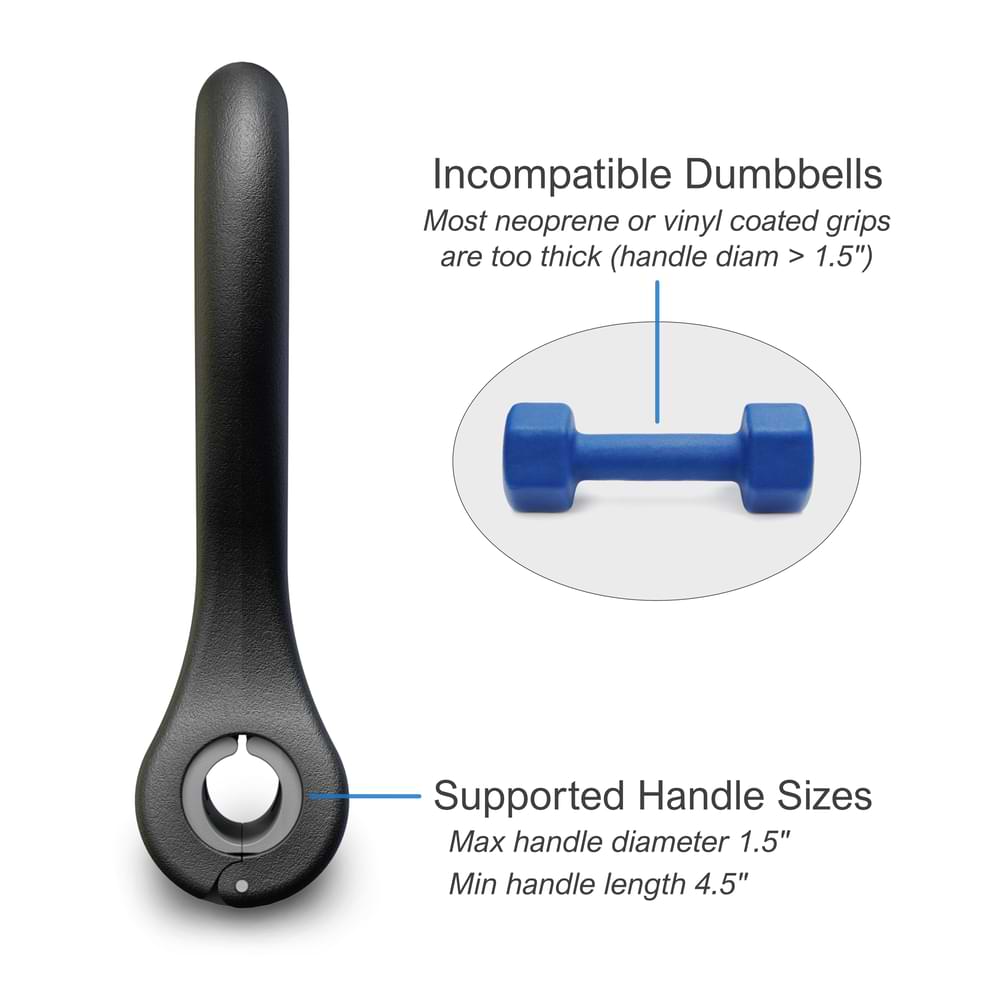Kettle Gryp is not compatible with most vinyl or neoprene coated dumbbell grips